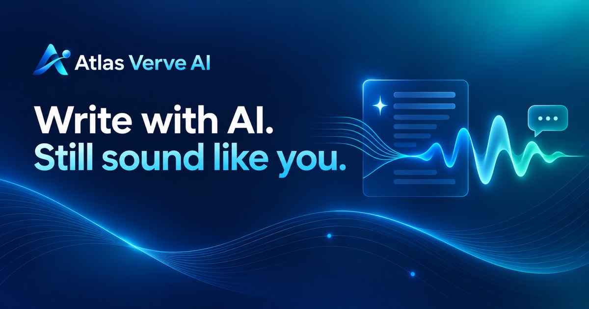Atlas Verve AI guide cover: Write with AI. Still sound like you.