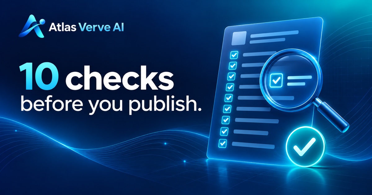 Atlas Verve AI guide cover: 10 checks before you publish.